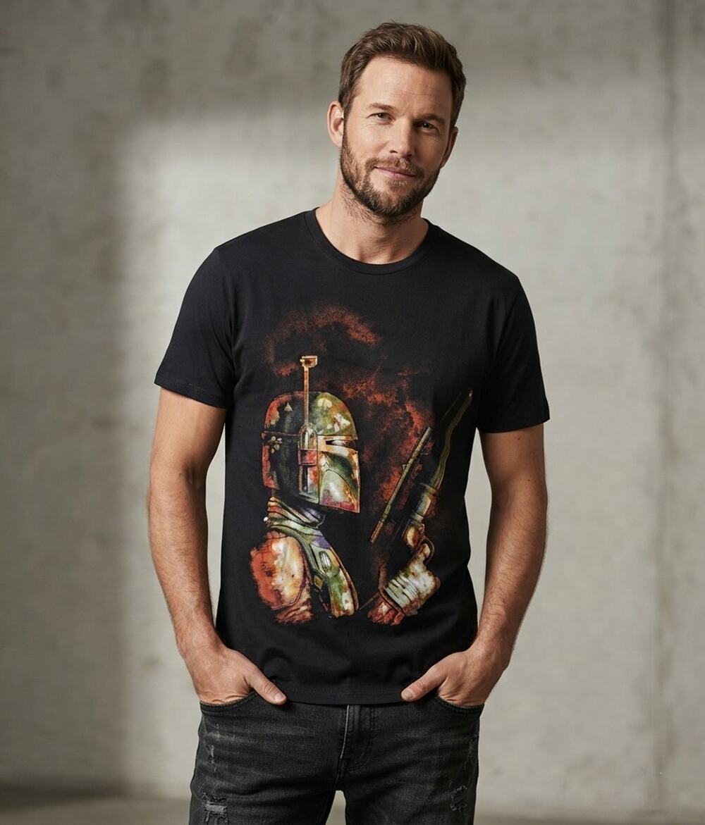 Star Wars Boba Fett T-Shirt Men's Medium Black Mad Engine Official Tee Excellent